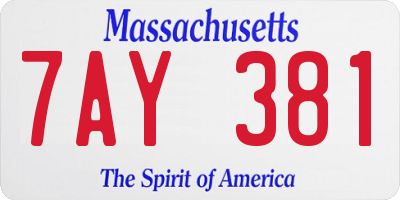 MA license plate 7AY381