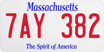 MA license plate 7AY382