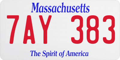 MA license plate 7AY383