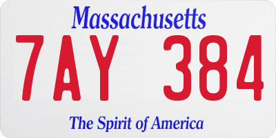 MA license plate 7AY384