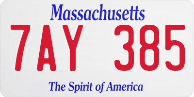 MA license plate 7AY385