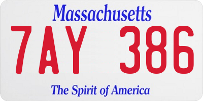 MA license plate 7AY386