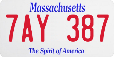 MA license plate 7AY387