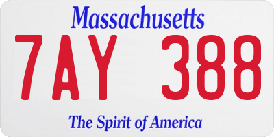 MA license plate 7AY388