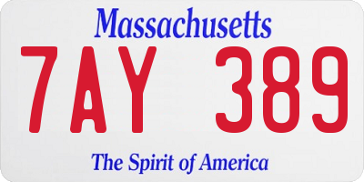 MA license plate 7AY389