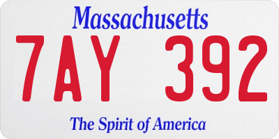 MA license plate 7AY392
