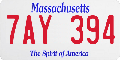 MA license plate 7AY394