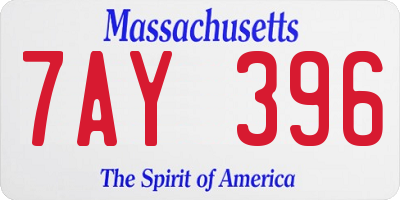MA license plate 7AY396