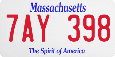 MA license plate 7AY398