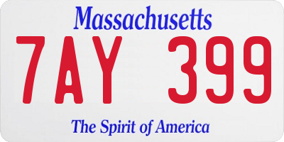 MA license plate 7AY399