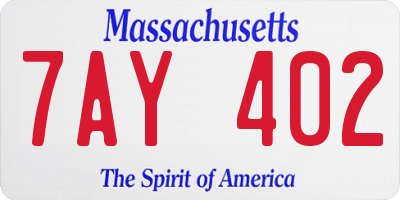 MA license plate 7AY402