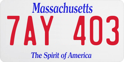 MA license plate 7AY403
