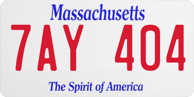 MA license plate 7AY404