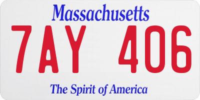 MA license plate 7AY406