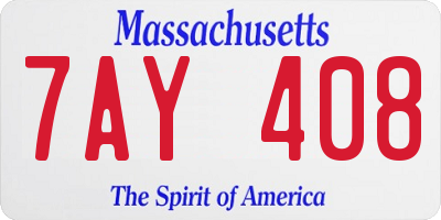 MA license plate 7AY408