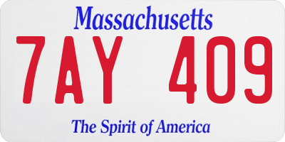 MA license plate 7AY409