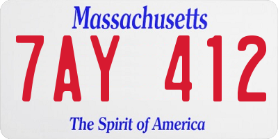 MA license plate 7AY412