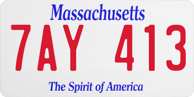 MA license plate 7AY413