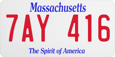MA license plate 7AY416