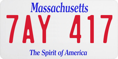 MA license plate 7AY417