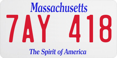 MA license plate 7AY418