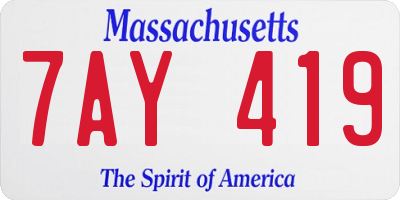 MA license plate 7AY419