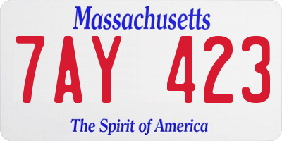 MA license plate 7AY423