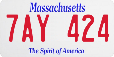 MA license plate 7AY424