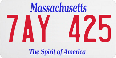 MA license plate 7AY425