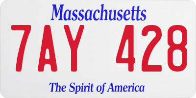 MA license plate 7AY428