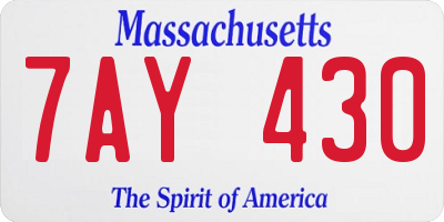 MA license plate 7AY430