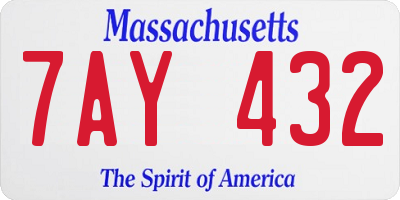 MA license plate 7AY432