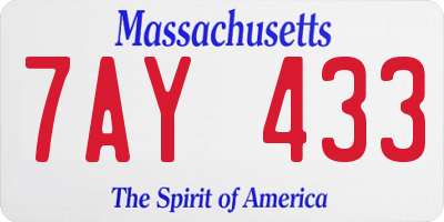 MA license plate 7AY433