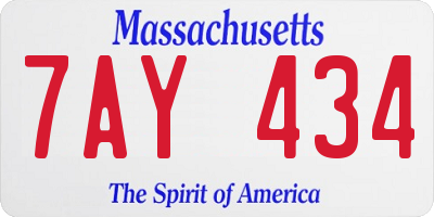 MA license plate 7AY434