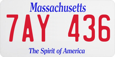 MA license plate 7AY436