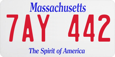 MA license plate 7AY442