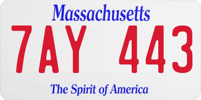MA license plate 7AY443