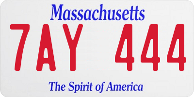 MA license plate 7AY444