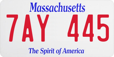 MA license plate 7AY445