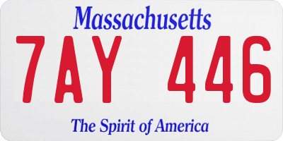 MA license plate 7AY446