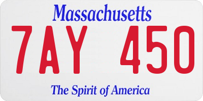 MA license plate 7AY450