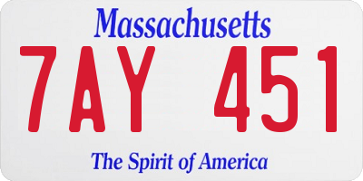 MA license plate 7AY451