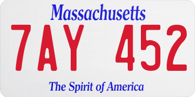 MA license plate 7AY452