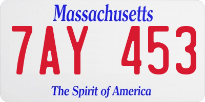 MA license plate 7AY453