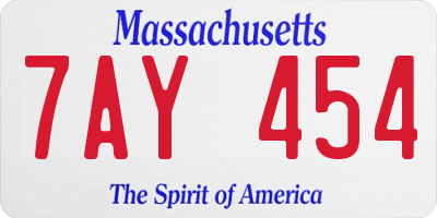 MA license plate 7AY454