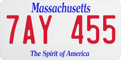 MA license plate 7AY455