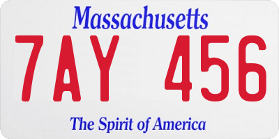 MA license plate 7AY456