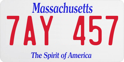 MA license plate 7AY457