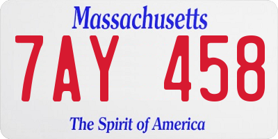 MA license plate 7AY458