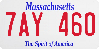 MA license plate 7AY460